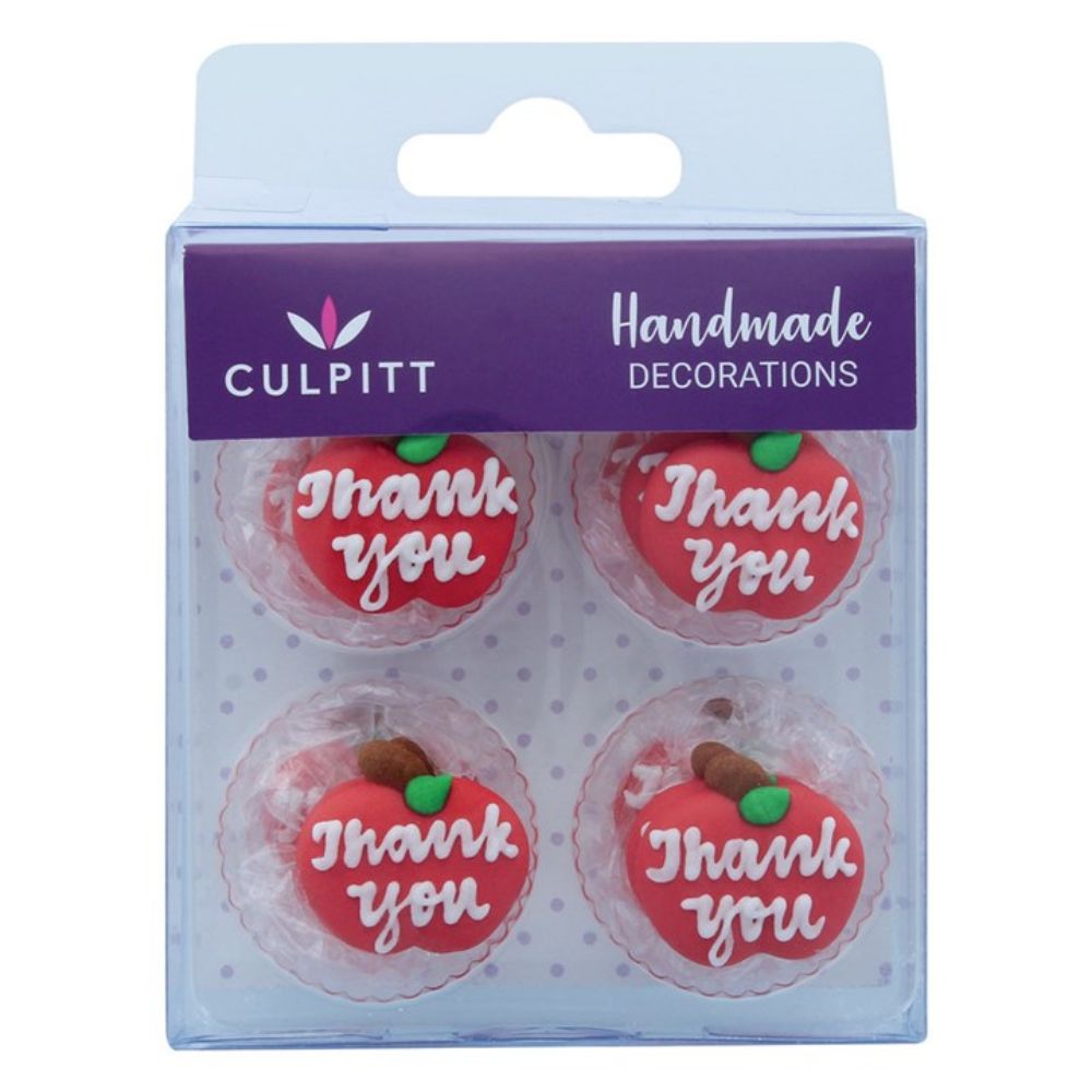 Culpitt Thank You Apple Edible Sugar Toppers Set Of 12