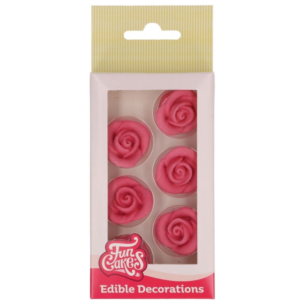 FunCakes Pink Roses Sugarpaste Decorations Set of 6