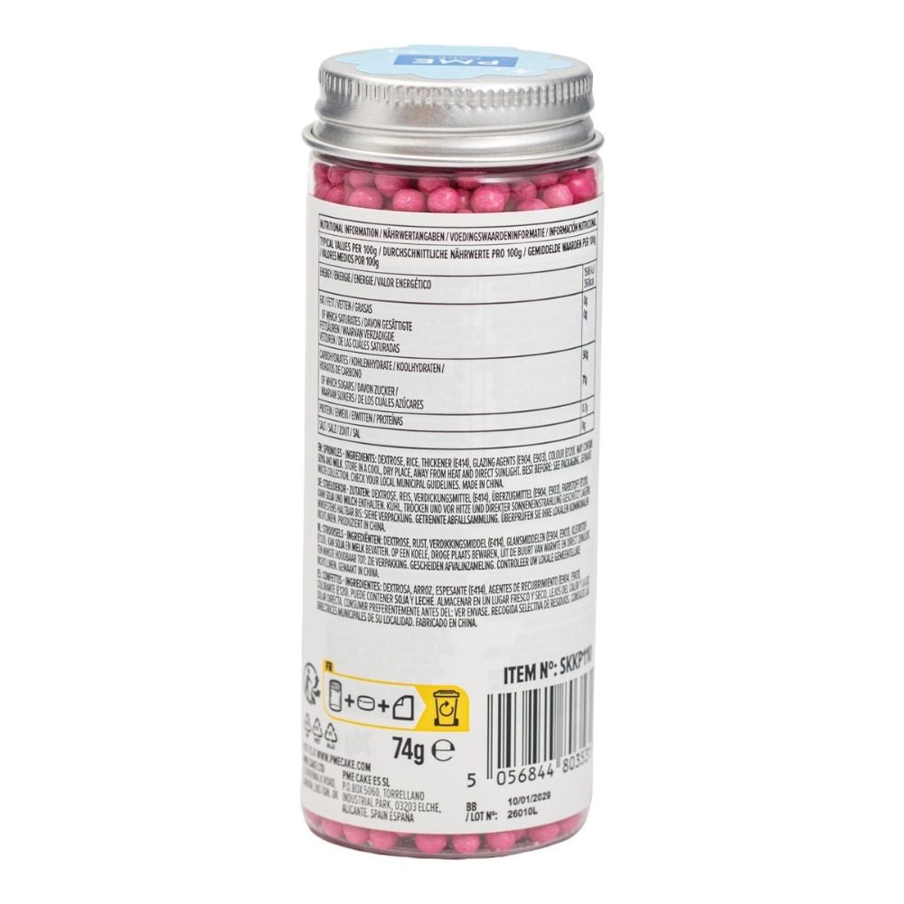 PME 4mm Hot Pink Pearl Sprinkles 74g