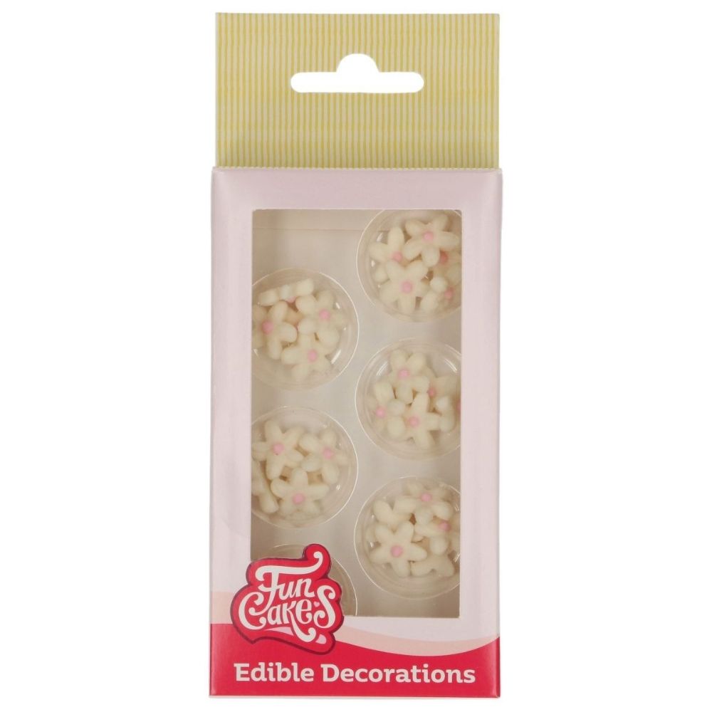 FunCakes White & Light Pink Chrysanthemum Sugarpaste Decorations Set of 30