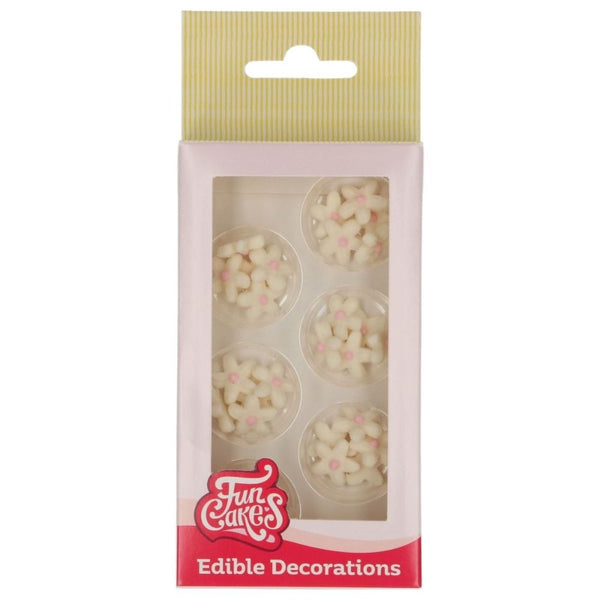 FunCakes White & Light Pink Chrysanthemum Sugarpaste Decorations Set of 30