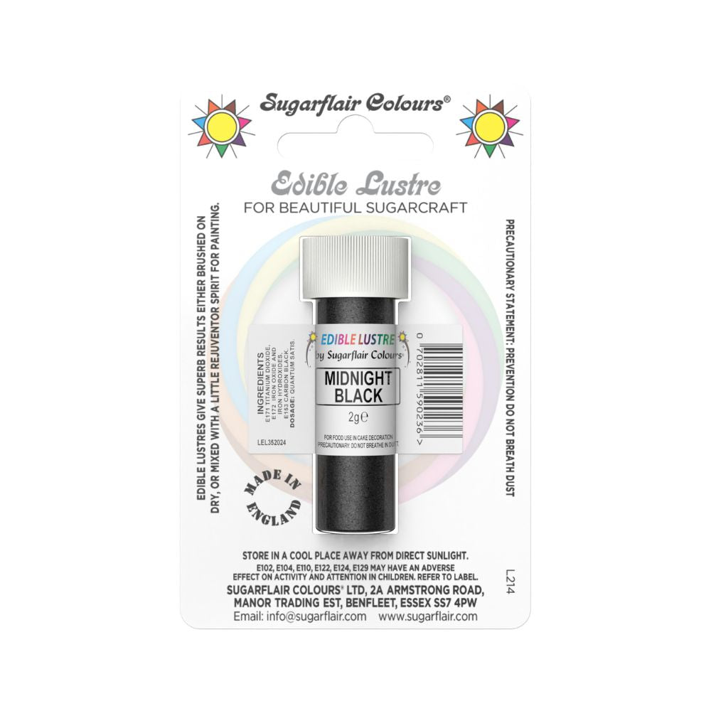 Sugarflair Midnight Black - Edible Lustre Dust 2g