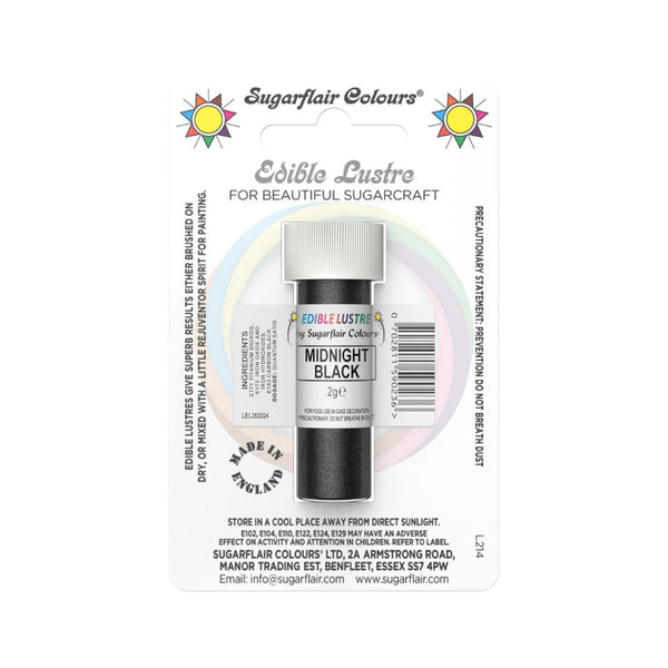 Sugarflair Midnight Black - Edible Lustre Dust 2g