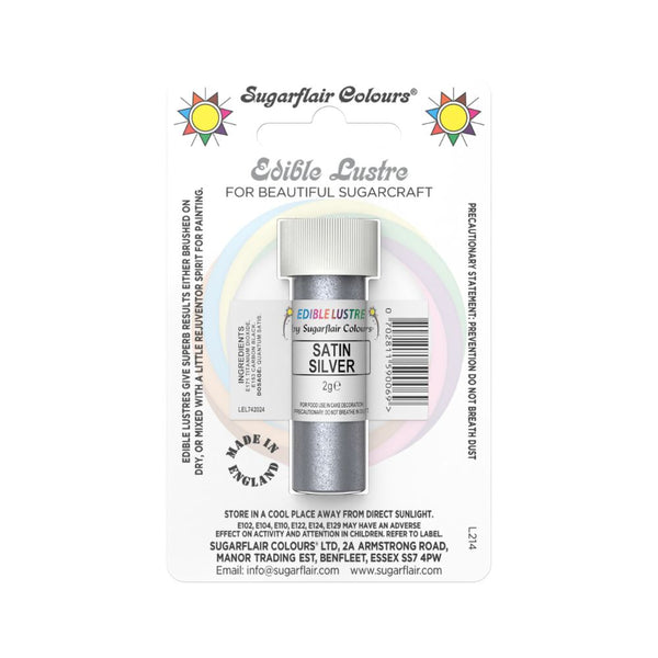 Sugarflair Satin Silver - Edible Lustre Dust 2g