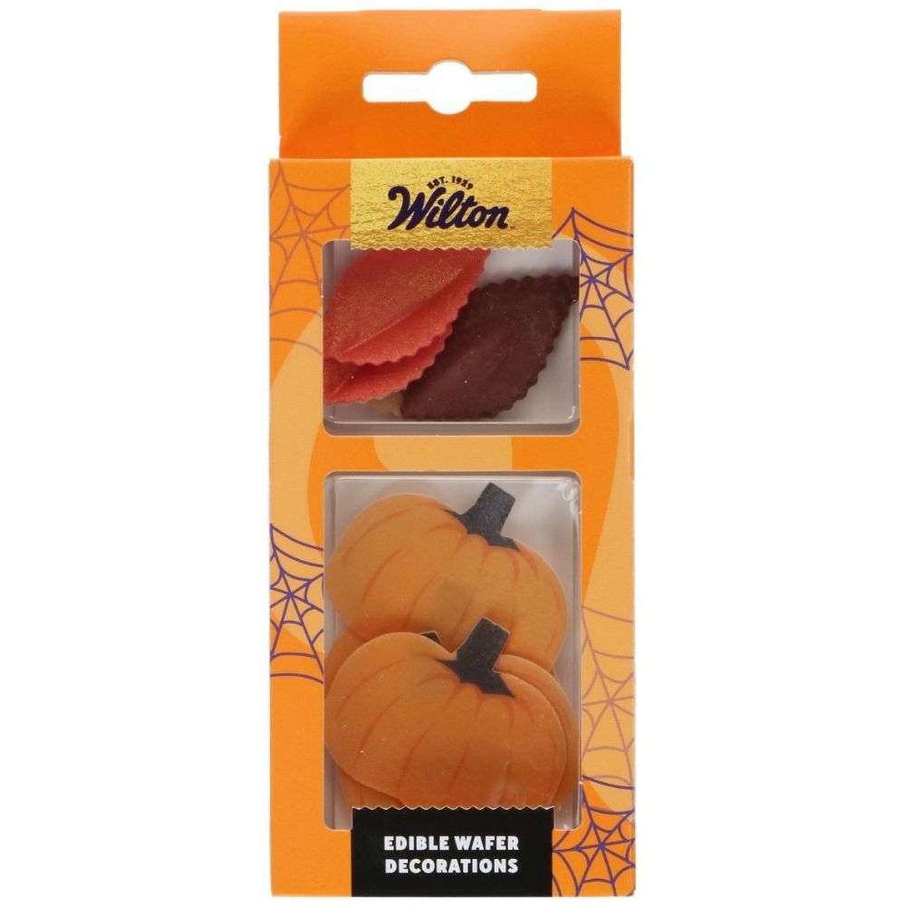Wilton Autumn Leaves & Pumpkins Edible Wafer Decorations Set of 10
