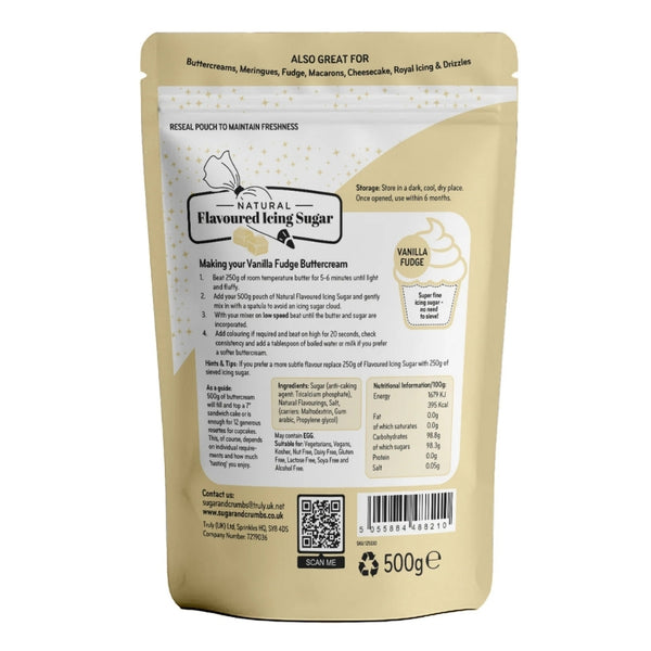 Sugar & Crumbs Vanilla Fudge - Natural Flavoured Icing Sugar 500g
