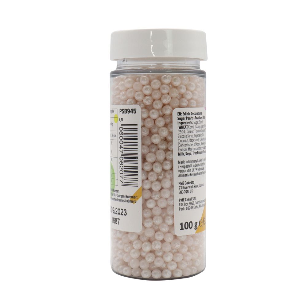 PME Pearlised Blush - 4mm Sugar Pearls 100g