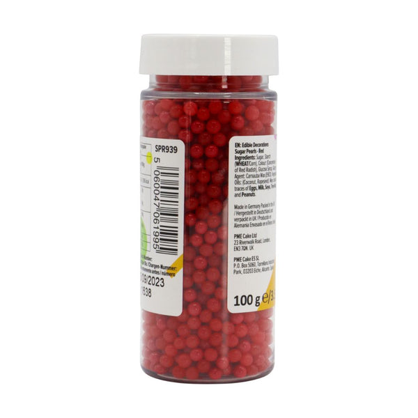 PME Red - 4mm Sugar Pearls 100g