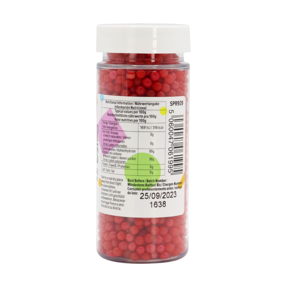 PME Red - 4mm Sugar Pearls 100g