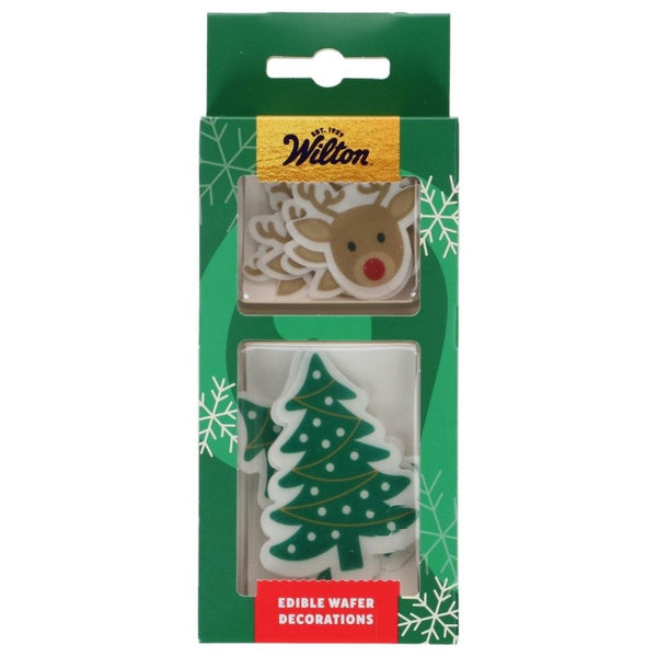 Wilton Reindeer & Christmas Tree Edible Wafer Decorations Set of 9