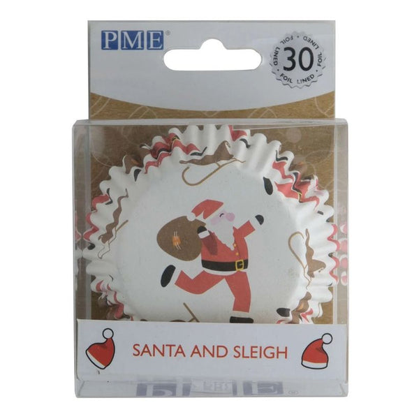 PME Santa & Sleigh Foil Lined Cupcake Cases x 30