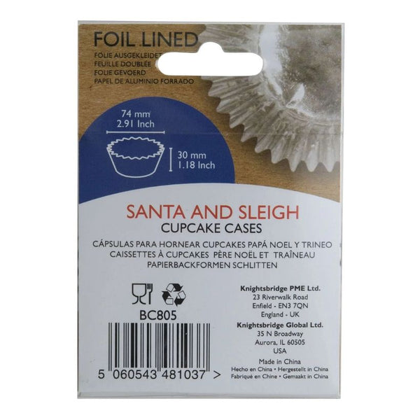 PME Santa & Sleigh Foil Lined Cupcake Cases x 30