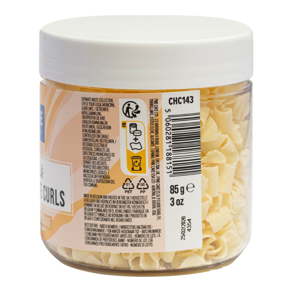 PME White - Belgian Chocolate Curls 85g