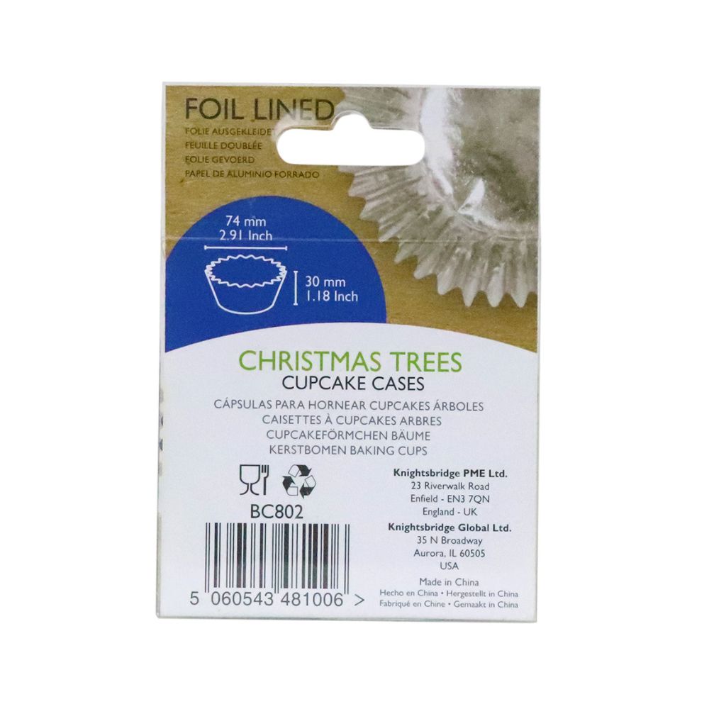 PME Christmas Trees Foil Lined Cupcake Cases x 30