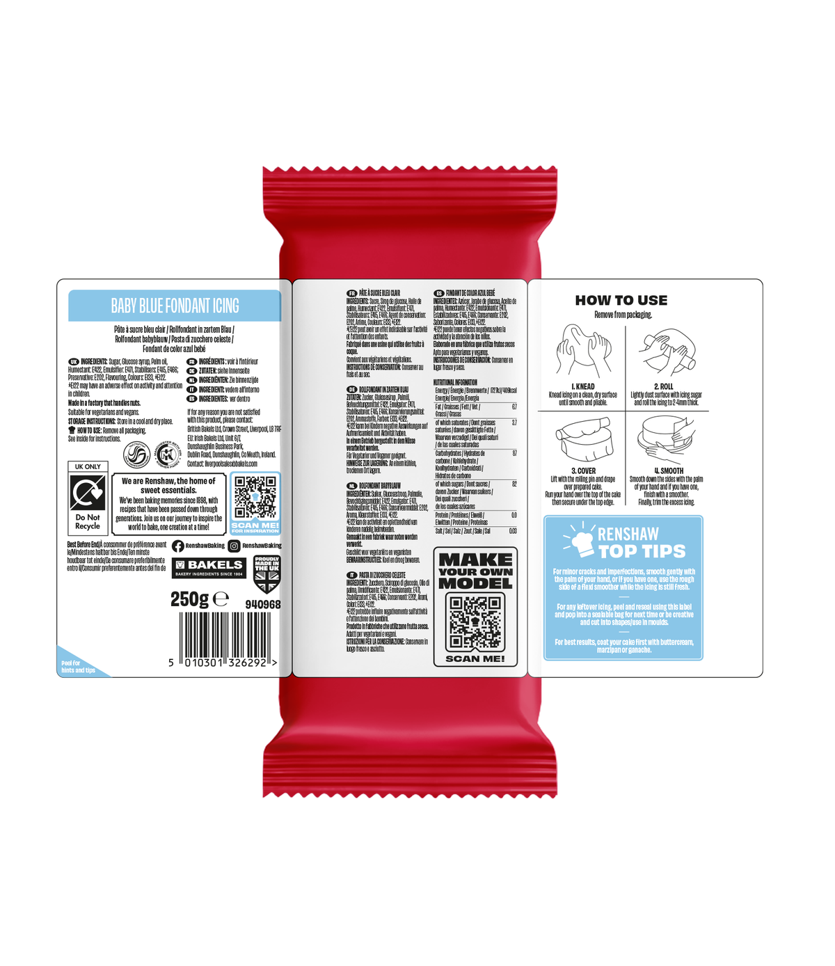 Renshaw Baby Blue - Just Roll With It Sugarpaste Fondant Icing 250g