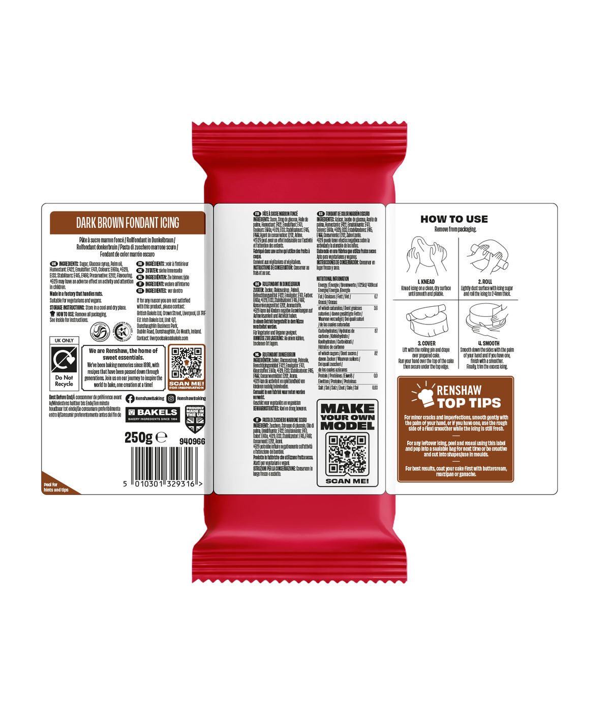 Renshaw Dark Brown - Just Roll With It Sugarpaste Fondant Icing 250g