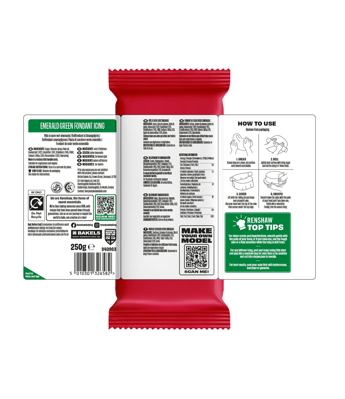 Renshaw Emerald Green - Just Roll With It Sugarpaste Fondant Icing 250g