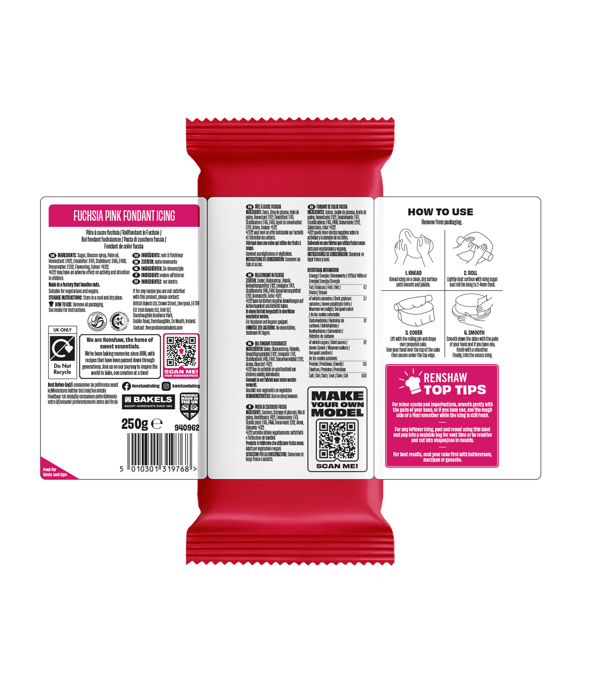 Renshaw Fuchsia Pink - Just Roll With It Sugarpaste Fondant Icing 250g