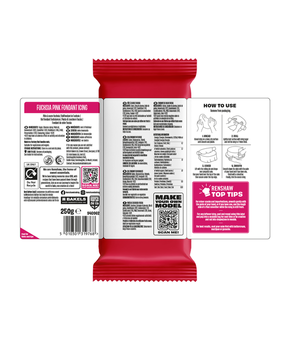 Renshaw Fuchsia Pink - Just Roll With It Sugarpaste Fondant Icing 250g