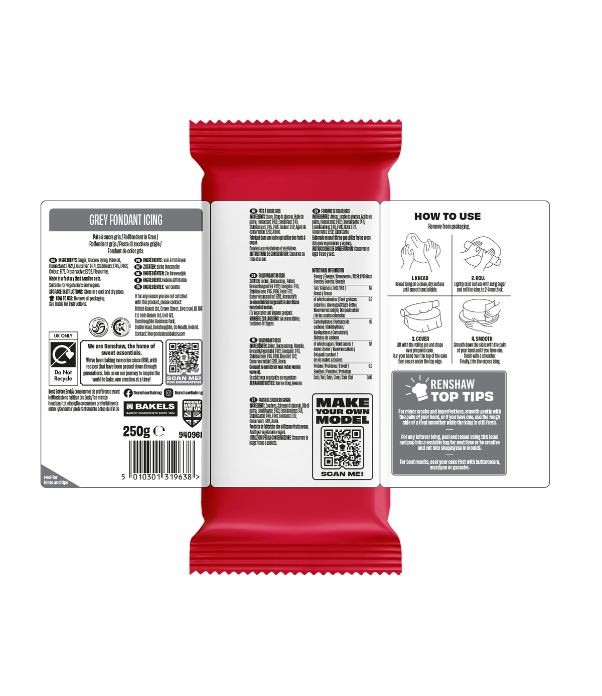 Renshaw Grey - Just Roll With It Sugarpaste Fondant Icing 250g
