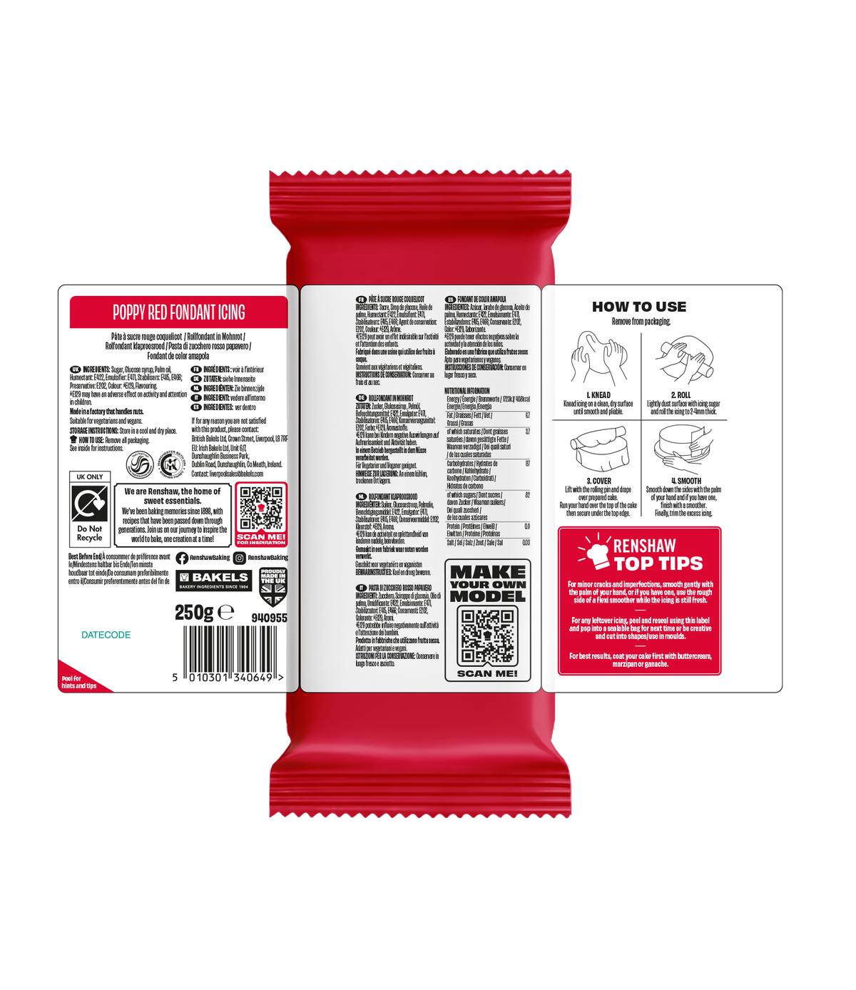 Renshaw Poppy Red - Just Roll With It Sugarpaste Fondant Icing