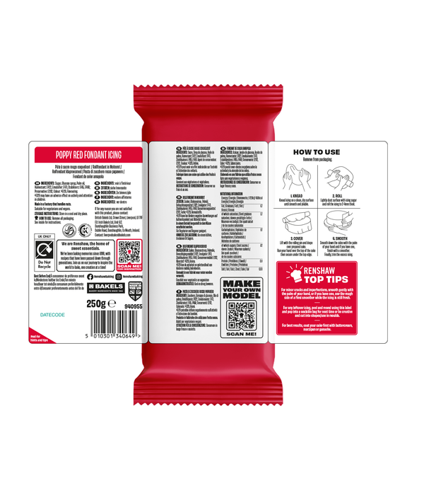Renshaw Poppy Red - Just Roll With It Sugarpaste Fondant Icing