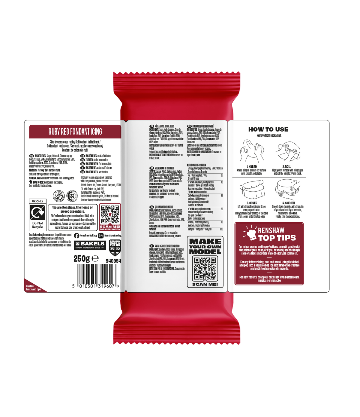 Renshaw Ruby Red - Just Roll With It Sugarpaste Fondant Icing 250g