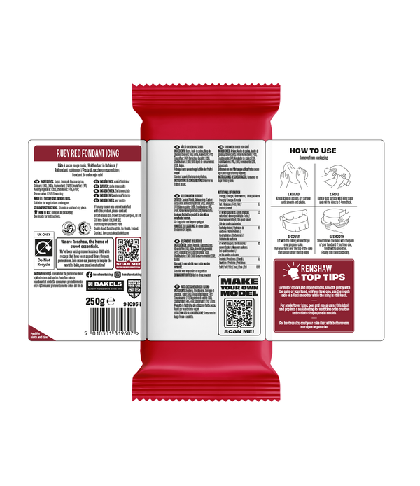 Renshaw Ruby Red - Just Roll With It Sugarpaste Fondant Icing 250g