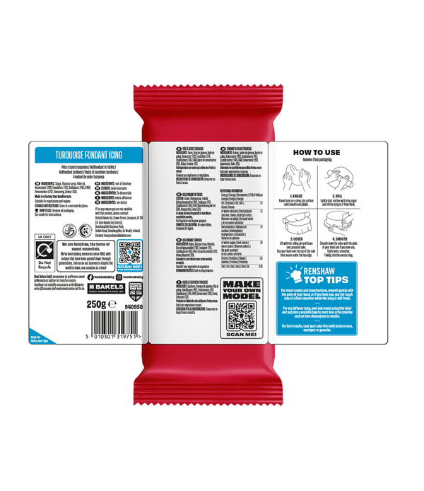 Renshaw Turquoise - Just Roll With It Sugarpaste Fondant Icing 250g