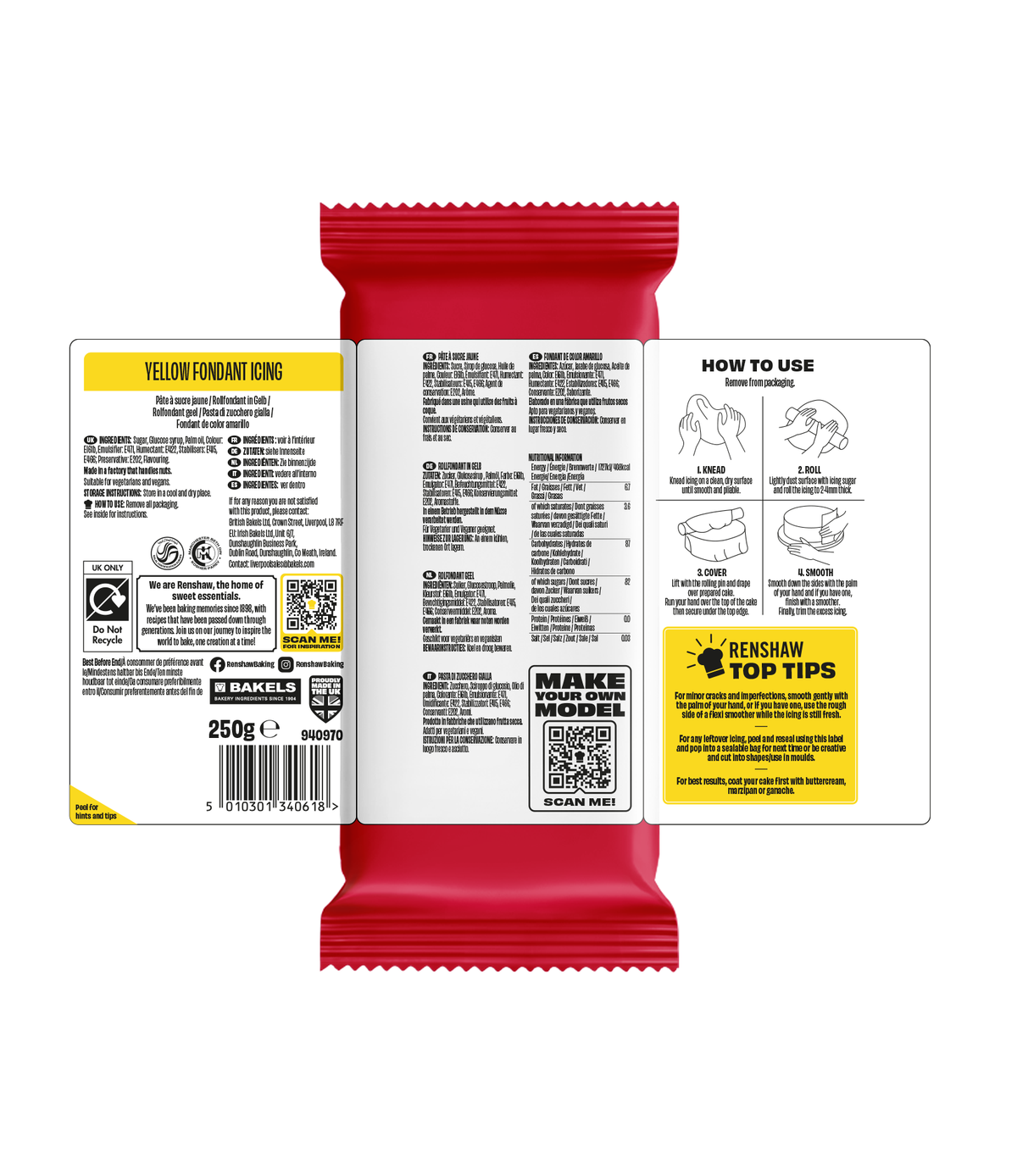 Renshaw Yellow - Just Roll With It Sugarpaste Fondant Icing 1kg - Renshaw