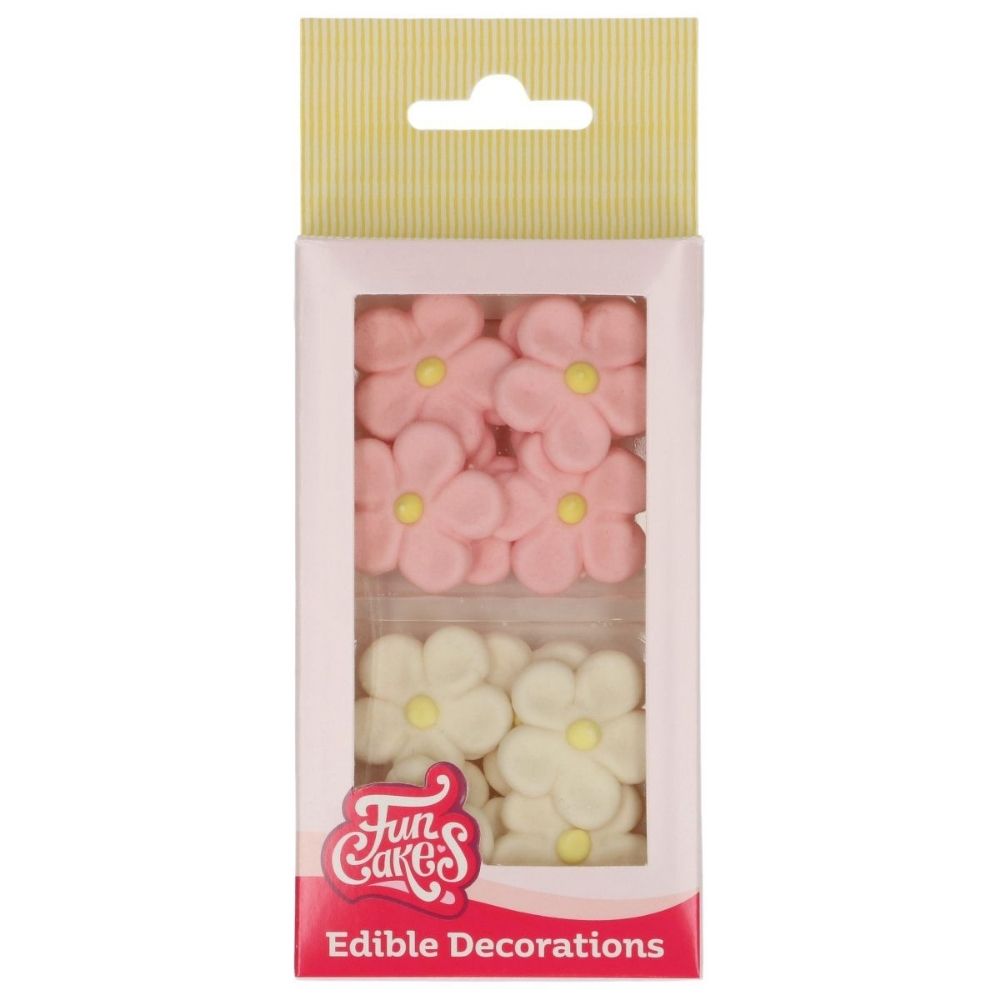 FunCakes White & Pink Daisies Sugarpaste Decorations Set of 12