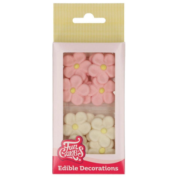 FunCakes White & Pink Daisies Sugarpaste Decorations Set of 12