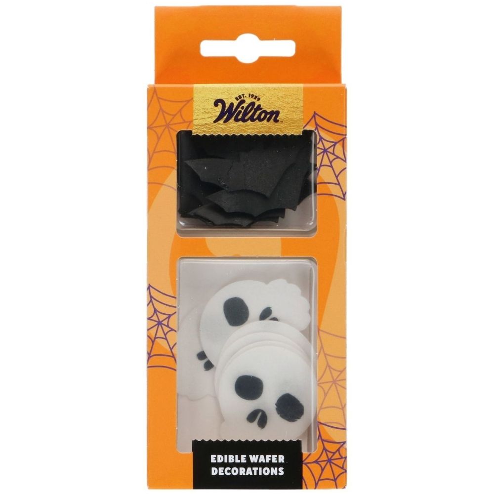 Wilton Bat & Skull Edible Wafer Decorations Set of 18