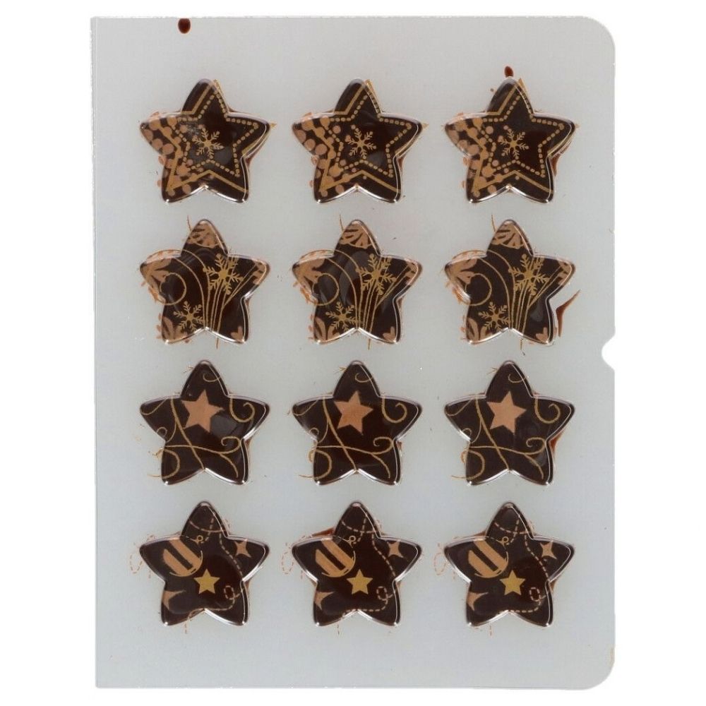 FunCakes Bronze Gold Chocolate Stars Decorations x 12