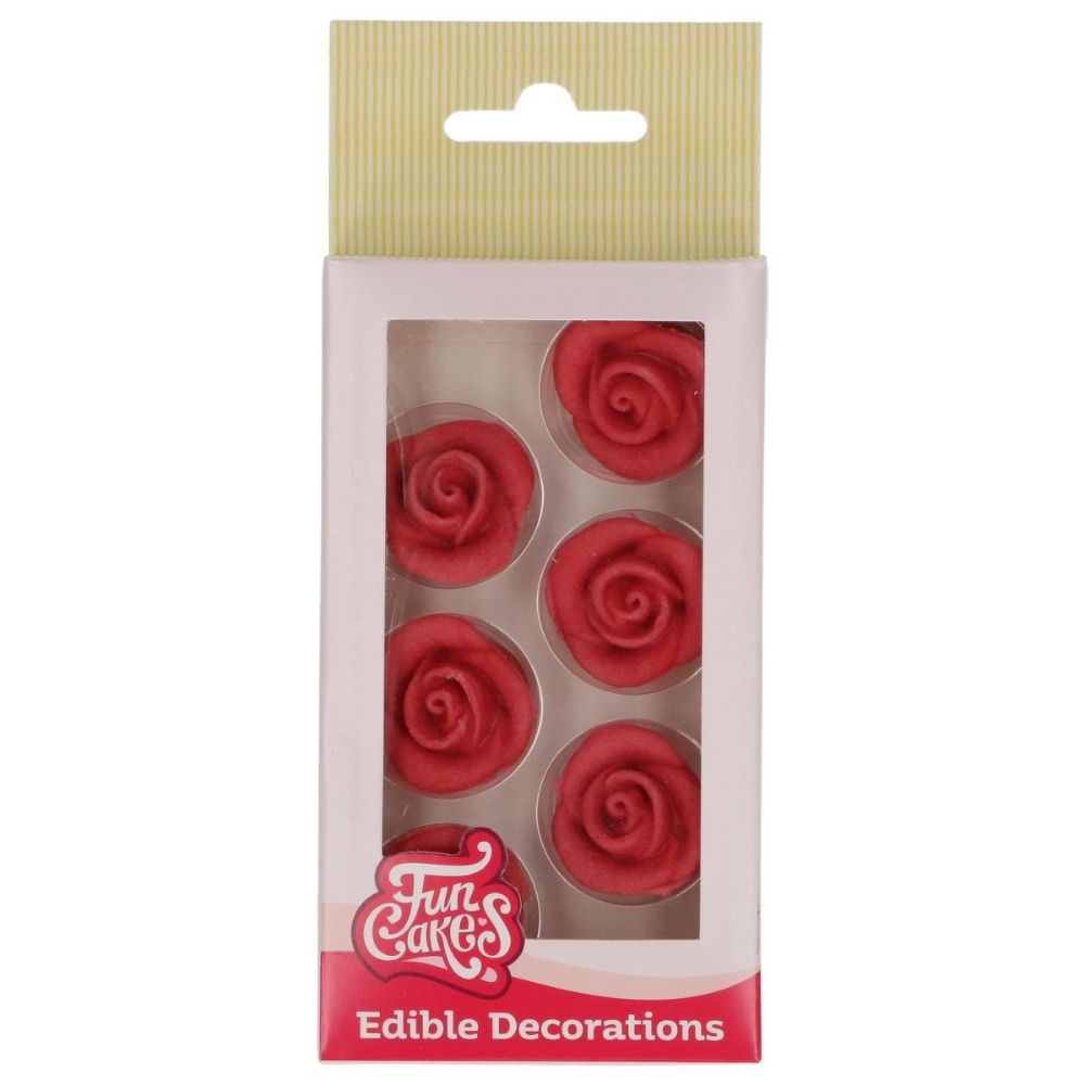 FunCakes Red Roses Sugarpaste Decorations Set of 6