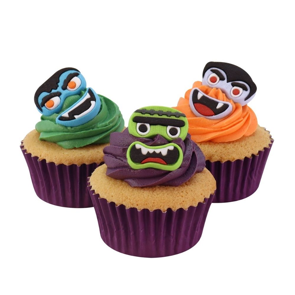 PME Monster Faces Halloween Edible Cake Decorations Set of 12