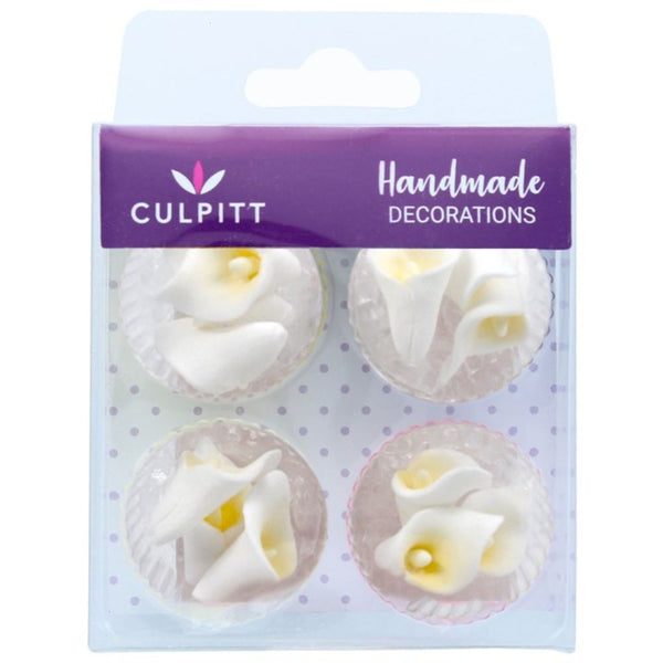 Culpitt Mini White Calla Lily Edible Sugar Toppers Set Of 12