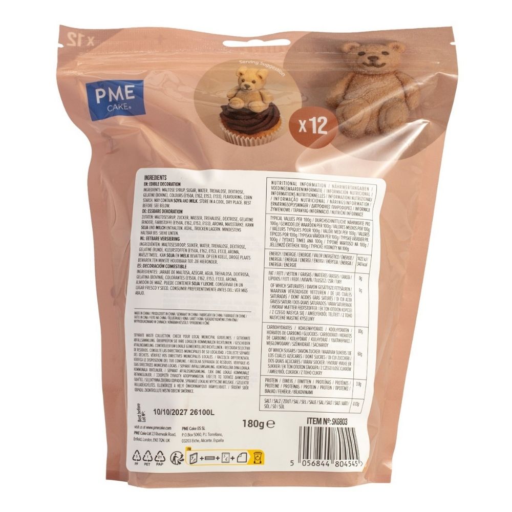 PME Teddy Bear Marshmallows Pack of 12