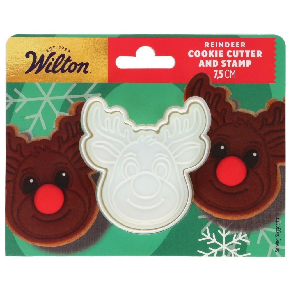 Wilton Reindeer Cookie Cutter With Stamp 7.5cm