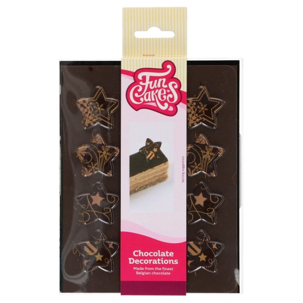 FunCakes Bronze Gold Chocolate Stars Decorations x 12