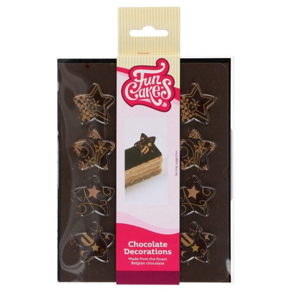 FunCakes Bronze Gold Chocolate Stars Decorations x 12
