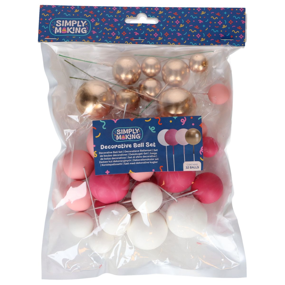 Simply Making Hot Pink Ombre & Gold Decorative Ball Set