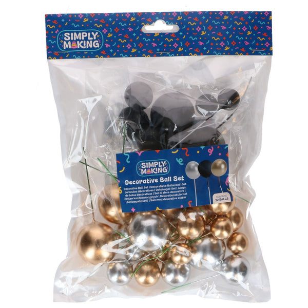 Simply Making Metallic Gold & Silver & Black Decorative Ball Set